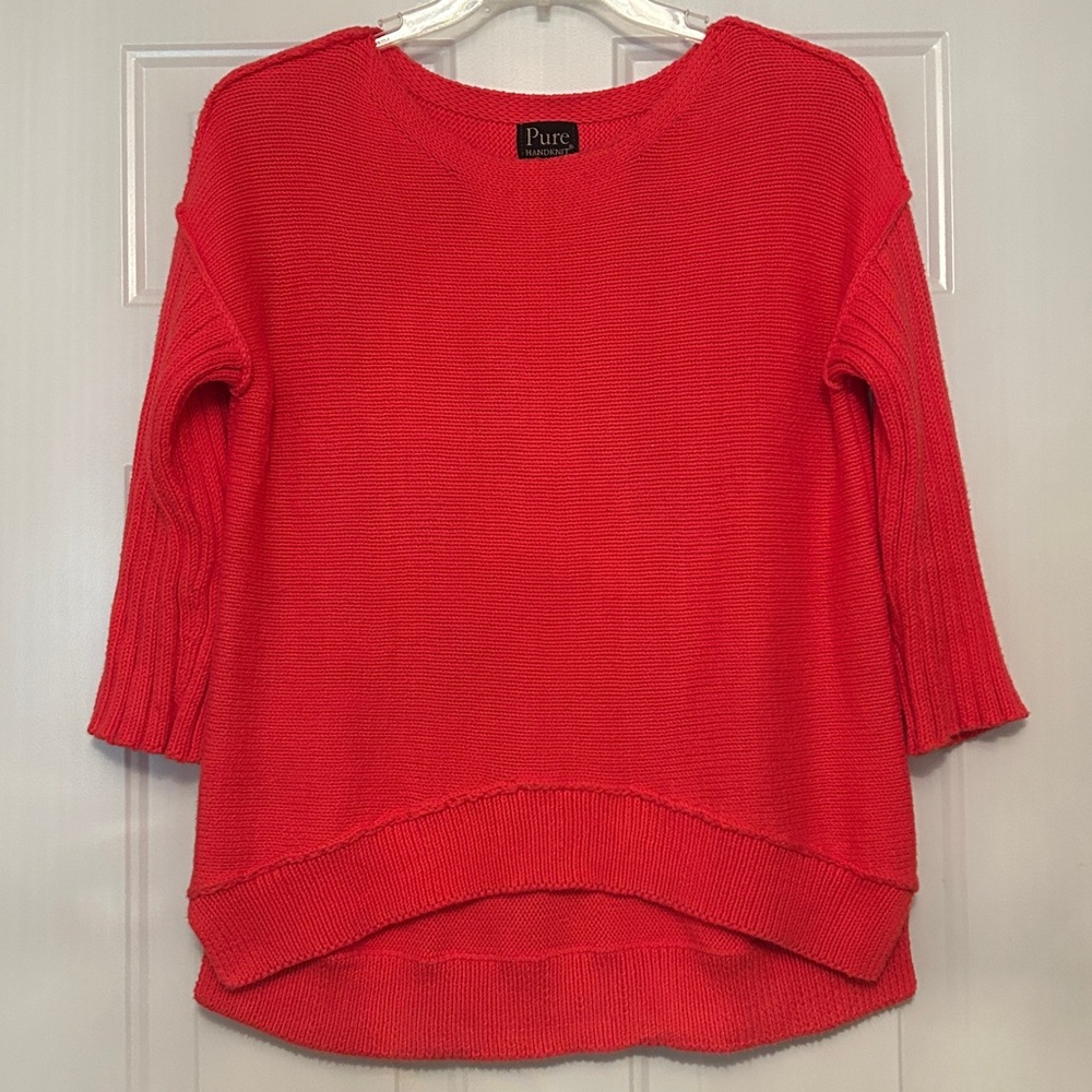 Pure Handknit Knit Sweater S/M Coral Women’s Preppy Casual Minimalist Classic